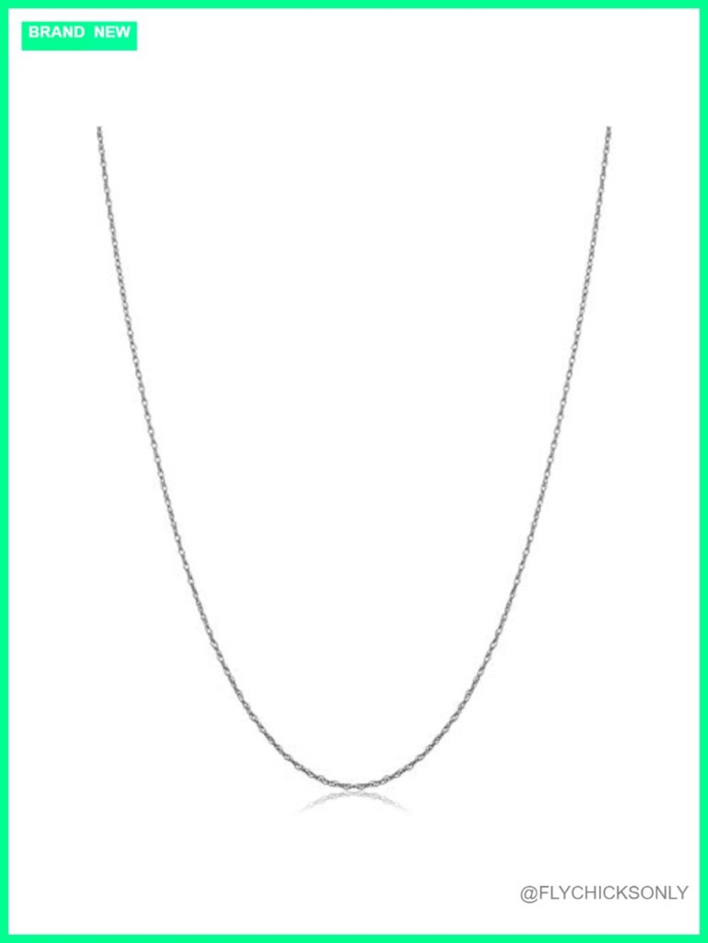 14k White Gold Rope Chain Necklace Women Spring Ring 24"